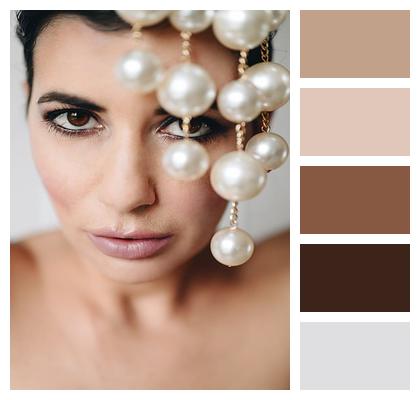 Pearls Make Up Fashion Model Woman Face Style Image